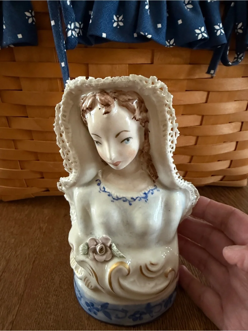 Vintage Lady Figurine with Laced Accents